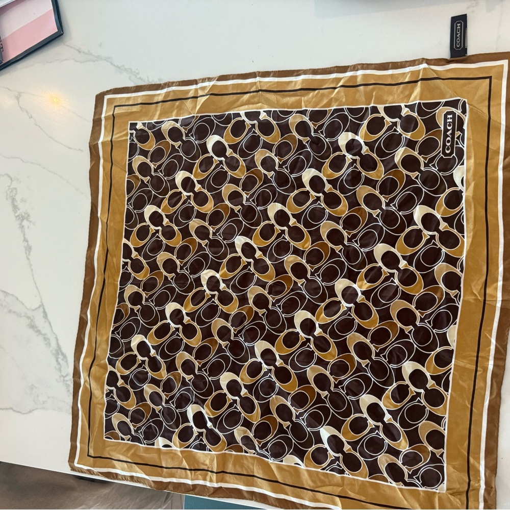 Coach Brown and Gold Signature Scarf